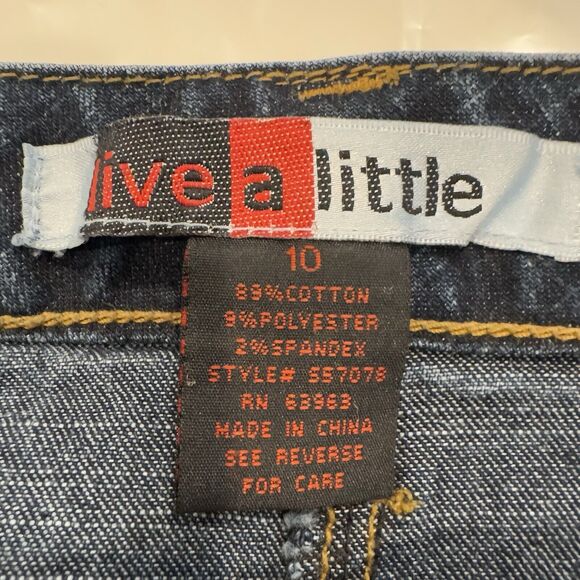Y2K Live a Little Blue Jean Denim Maxi Circle Fringe Tulip Flare Skirt 10 Modest - Picture 4 of 4